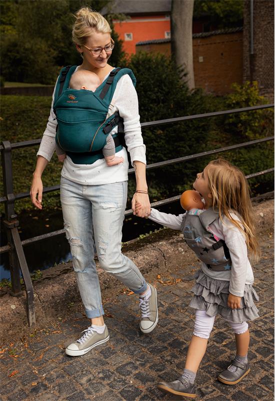 Manduca XT Babytrage denimteal toffee daughter